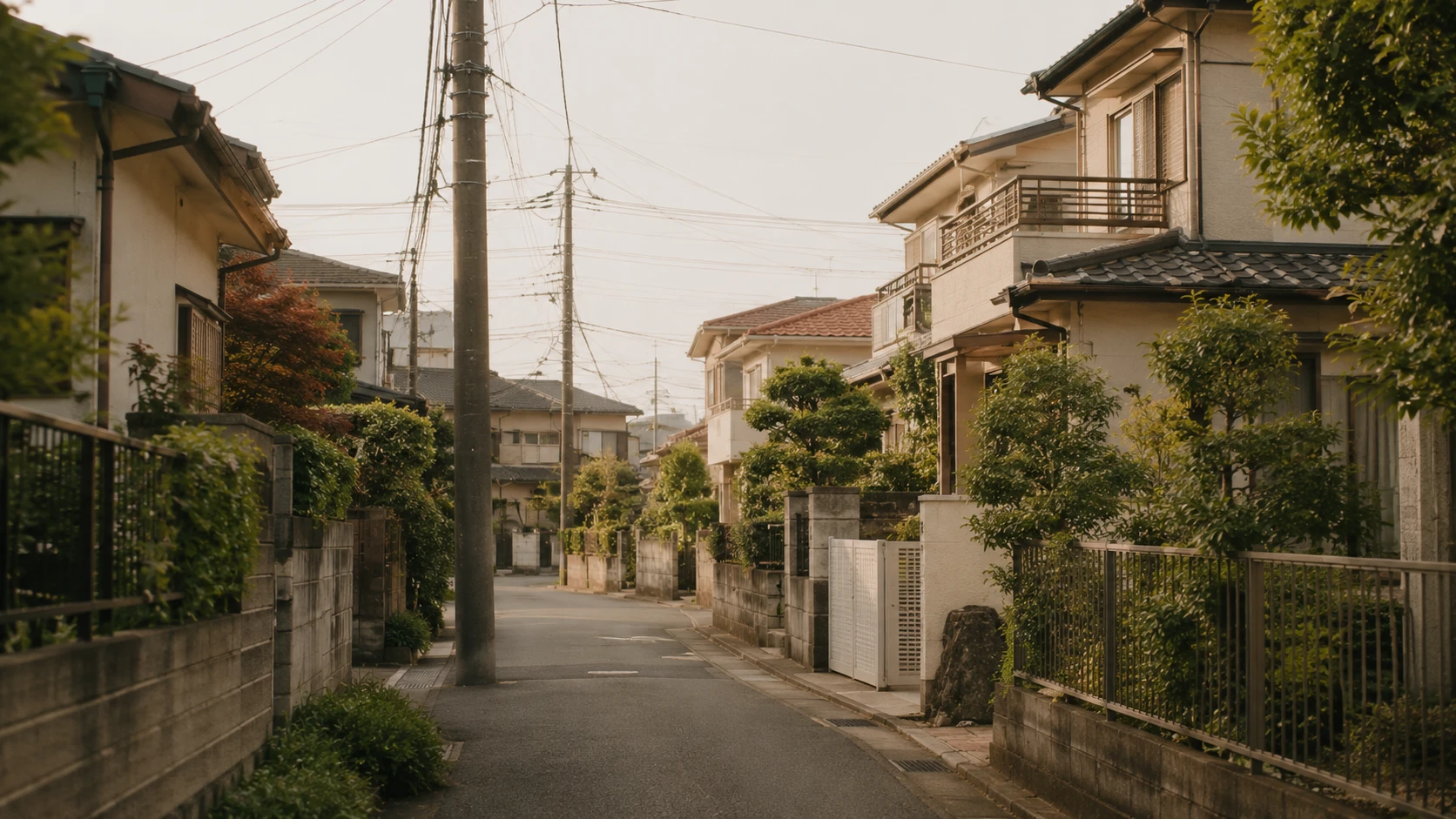 夕暮れの所沢の住宅街